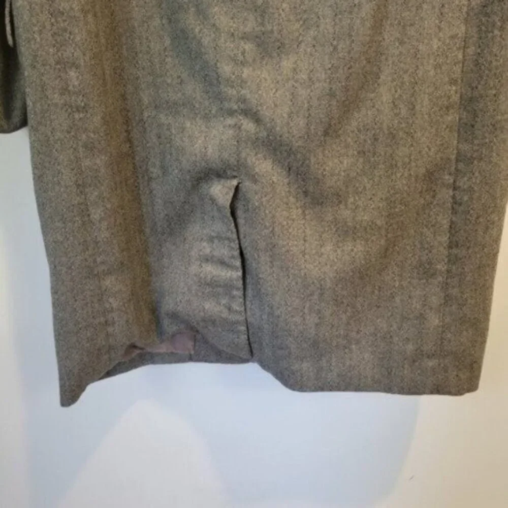 Vintage Jonathan Scott Empire Mens Button Front Wool Long Coat Herringbone Gray